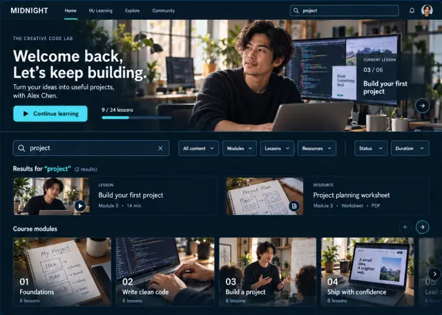 MIDNIGHT & Cyan home page design preview